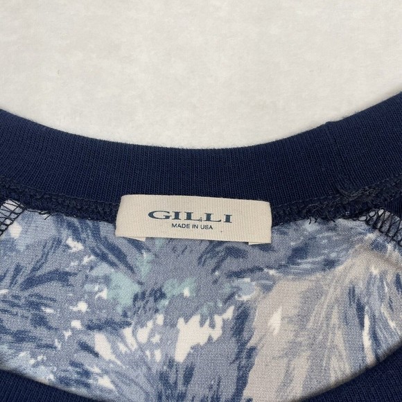 GILLI Oversized Top Women's Size Small 3/4 Sleeve Round Neck Blue Made in USA - Picture 5 of 9